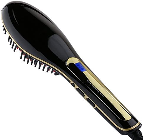 NiceTime Brush Hair Straightener, Instant Magic Silky Straight Hair Styling, Anion Hair Care, Anti Scald, Zero Damage, Massage Straightening Irons, Detangling Hair Brush (Black)
