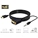 eBerry 1080P Full HD HDMI to VGA Converter Adapter Cable w/ 3.5mm Stereo Audio Output One-Way Signal Conversion from HDMI (PC, Laptop, Xbox,) to VGA (Monitor, Projector, TV), 1.8m/6ft
