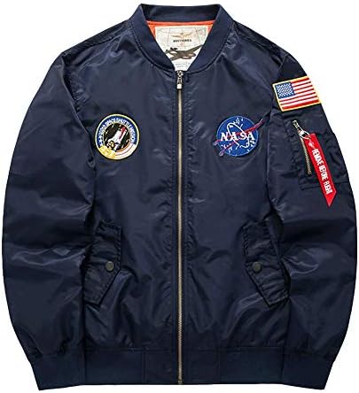 Men's Padded MA-1 Bomber Jacket Classic Long Sleeve Thick Pilot Flight Coat