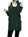 Allegra K Women's Scoop Neck Cut Out Shoulder Oversized Tunic Top M Green