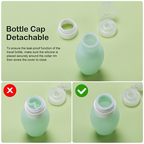 Leakproof Travel Bottles TSA Approved - Acdyion (2018 New Design) 8 Pieces Travel Containers Including BPA Free 3 oz Silicone Refillable Bottles and 10g PP Cream Jars with upgraded Clear Bag (8Pack) - Thumbnail 2