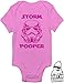 Daft Baby ~ Funny Storm Pooper Onesie Bodysuit & Baby on Board Sticker Pink on Pink (6-Months)