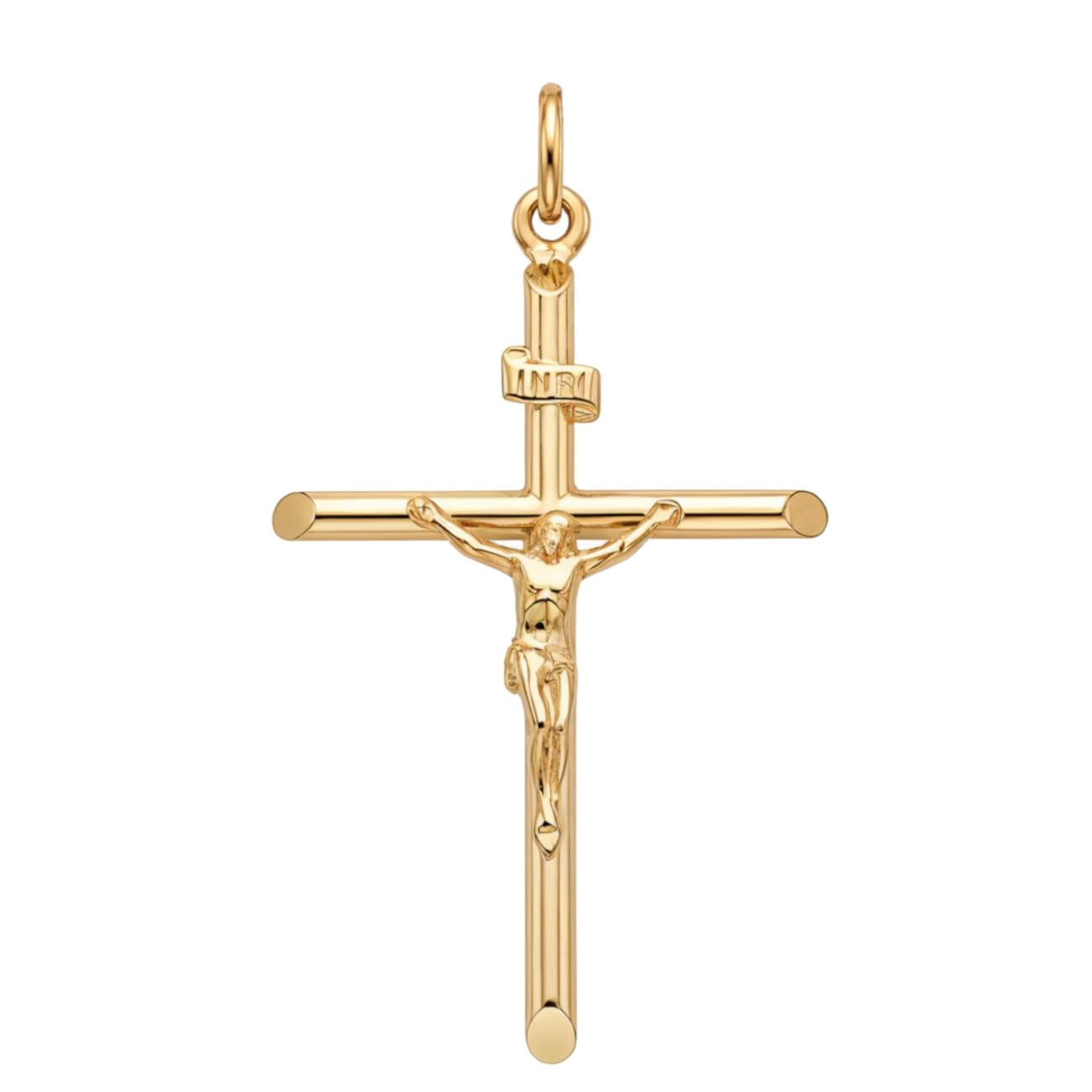 Alexander Castle Large Solid 9ct Gold Crucifix Necklace Pendant for Women & Men - Cross Charm with Jewellery Gift Box - PENDANT ONLY - 42mm x 28mm