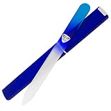 Glass Nail File with Case, Bona Fide Beauty Professional Manicure Fingernail File, Expertly Shape Nails with Gentle Precision Filing, Leaves Nails Smooth - Aqua/Cobalt Premium Czech Glass File