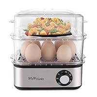 MVPower Deluxe Rapid Egg Cooker 16 Capacity Electric Steamer for Hard Boiled, Poached, Omelets, Steamed Vegetables, Seafood & More with Automatic Timing Function