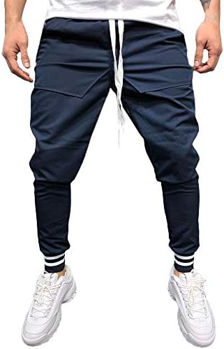 Amiley Men Sweatpants,Men's Casual Joggers Pants Drawstring Waistband Closed Stripe Bottom Sweatpants
