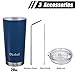 Obstal 20oz Tumbler Stainless Steel Insulated Travel Mug, Double Wall Vacuum Durable Insulated Coffee Cup with Splash Proof Sliding Lid, Straw, Cleaning Brush, Gift Box Set