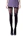 HDE Women's Cute Tattoo Print Stockings Novelty Design Sheer Tights Pantyhose (Black Mock Bow)