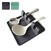 Makerstep Silicone Utensil Spoon Rest with Drip Pad Non Slip Dark Gray, Heat Resistant and Grill Spoon Holder for Stove…