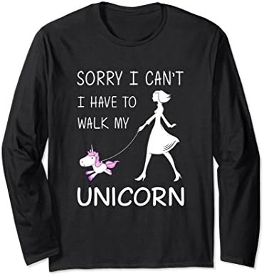 Unisex Sorry I Have To Walk My Unicorn Girly Shirt Medium Black