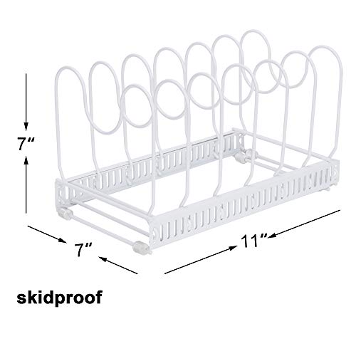 GRANNY SAYS Expandable Cookware Organizer Rack, 7 Adjustable Compartments, Pan Pot Lid Holder, Extended to 22", White - Thumbnail 6