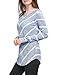 Allegra K Women's Long Sleeves Scoop Neck Striped Chevron Print Top L Blue