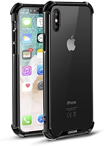 iPhone X Case, Ubittek Protective Case Hard Back PC Cover, Ultra Lightweight [TPU Crystal Clear] Anti-Scratch Reinforced Corner Protection Bumper Case For iPhone X (Clear/Black)