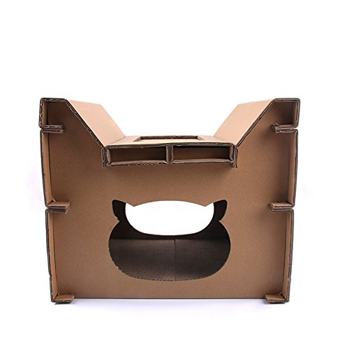 Darius Cat Scratcher Corrugated Scratching House DIY Style for Pet Lounge Toy or Bed Catnip Included