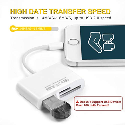 SD Card Reader, SD Card Reader for Phone, Trail Game Camera Viewer for Hunting, USB Camera Adapter, Digital Camera Reader Converter for Phone/Pad, Plug and Play