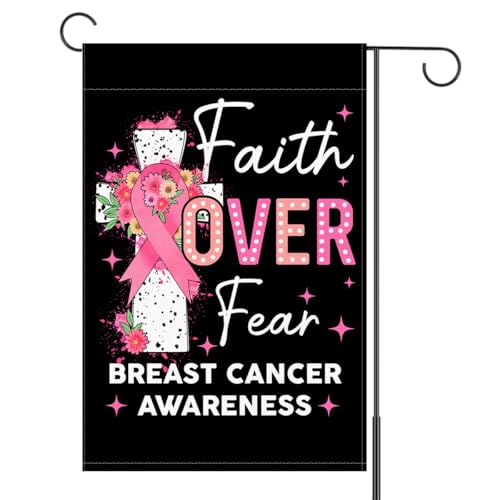Breast Cancer Awareness Ggarden Flags 12"x18" Double Sided… at Amazon