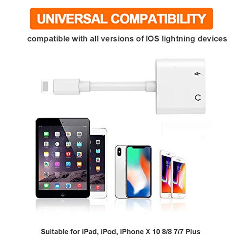 For iPhone 3.5mm Headphone Jack Adapter for iPhone Xs/Xs Max/XR/ 8/8 Plus / 7/7 Plus Headphone Splitter Adapter for iPhone Dongle 2 in 1 Chargers & Audio Connector Charger Cable Support All IOS System - Thumbnail 2