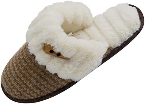 Vonmay Women's Elegant Knitted Cozy Plush Fleece Lined Slip On Indoor House Slippers (7-8 B(M) US, Camel)