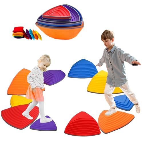 Stepping Stones for Kids Ages 3 and Up - Durable Stepping Stones Encourage Toddler Balance & Gross Motor Skills with Non-Slip Surface for Indoor Obstacle Courses Outdoor Toys Play