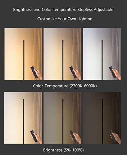 LED Floor Lamp Bedroom Modern Standing lamp with Remote Control dimmable Night Lights Corner Light for Living Room, 18W 1450lm