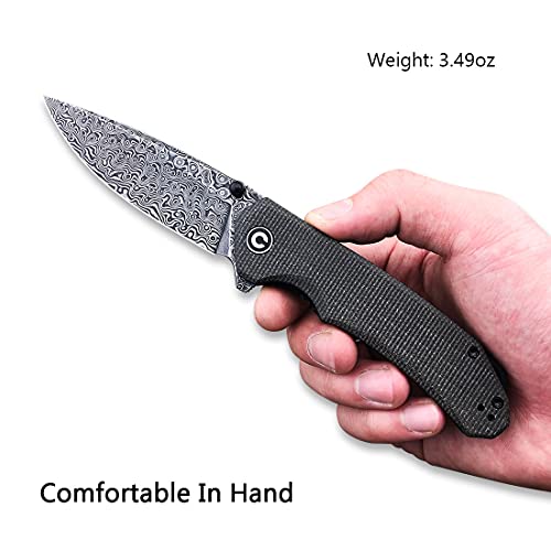 CIVIVI Brazen Folding Pocket Knife,3.5Inch Damascus Drop Point Blade