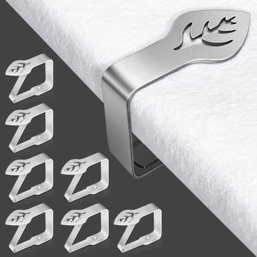 Pack of 8 Tablecloth Clips, Stainless Steel, Table Cloth Holder Sheet, Table Cover Clamps, Outdoor Clips, Tablecloth Clips, Non-Slip, Windproof, for Beer Garden, Picnic, Camping (for Plate Thickness of 1-3 cm)