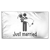 Colby Keats Adult Just Married Garden Lawn Flags Indoor Outdoor Decoration Home Banner Polyester Sports Fan Flags 3 X 5 Foot