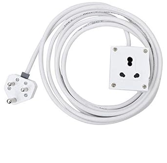 HOPEDWELL Polycarbonate Safe-Ex 1 Socket 15/16 AMP 2 Meter Wire Extension Board, 1.5 mm (White)