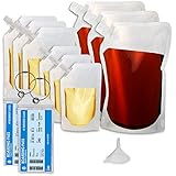 Flezia Flasks for Cruise Kit of 9 Undetectable Booze Flasks in 3 Sizes 8, 16, and 32 Ounces for Hidden Alcohol with Funnel Plus 2 Cruise Tags