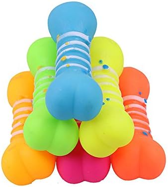 Dog Chew Toys,Spot Colored Rubber Bone Squeaky Dog Toys for Dogs Pack of 6,Random Color
