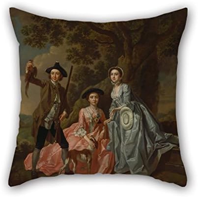 Oil Painting Francis Hayman - George Rogers And His Wife, Margaret, And His Sister, Margaret Rogers Cushion Cases 16 X 16 Inches / 40 By 40 Cm For Kids Girls Teens Girls Bar Teens Boys Festival Wi