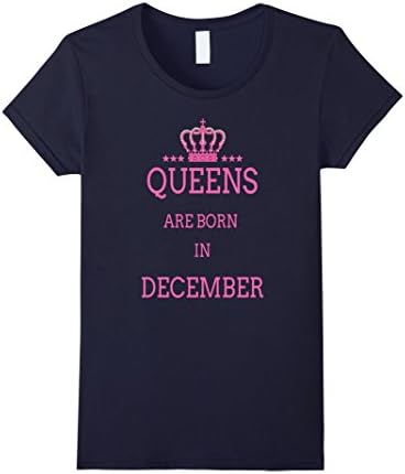 Women's Queens Are Born In December Birthday Tee Shirts Gifts XL Navy