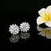 EleQueen 925 Sterling Silver Full Cubic Zirconia Bridal Flower Stud Earrings 15mm for Women, Valentine's Day/Mother's Day/Christmas Jewelry Gift