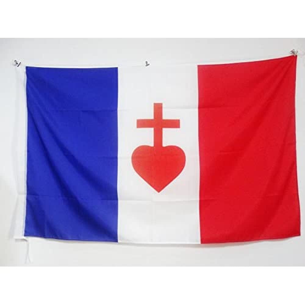 AZ FLAG - France Sacred Heart of Jesus Flag - 2x3 Ft - French catholic Banner with Sleeve - 100% Polyester - Fade Resistant - Vivid Colors - 2' x 3' Feet - 90x60 Cm