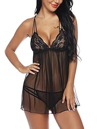 OSVTNI - Lencería sexy de encaje con cuello en V para mujer