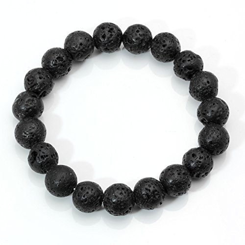 Milakoo Men Women 10mm Lava Rock Bracelet Link Wrist with Healing Energy Buddha Prayer Mala Beads