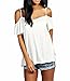 ZANZEA Women's Low Cut Off Shoulder Flounce Sleeve Sling Swing Top Blouse T Shirt