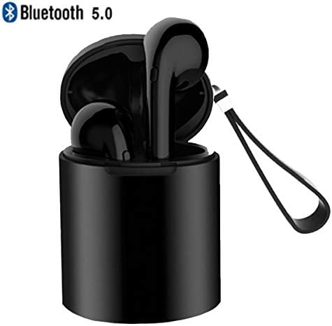LarKoo Wireless Siri Bluetooth 5.0 Earbuds with Charging Box Wireless Headphones Bluetooth Headset Earphones Siri Next Song Control for iOS Android Other Smart Devices (Black)
