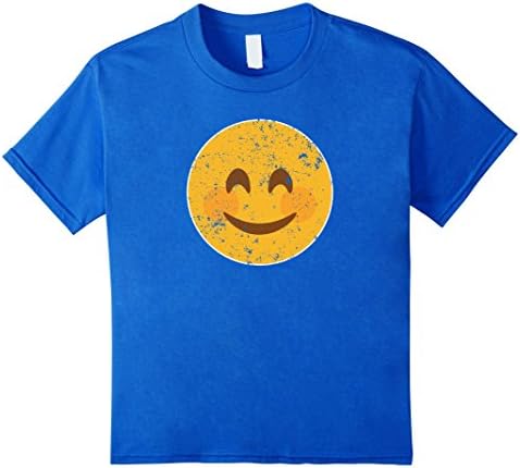 Kids Blushing Emoji T shirt Bashful Emoji Shirts For Girls &amp; Boys 10 Royal Blue