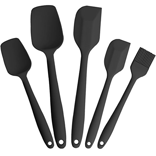 STARUBY Silicone Spatula 5 Pieces Cake Decorating Spatula Set Heat Resistant Spatulas Non-stick Flexible Rubber Spatulas With Stainless Steel Core