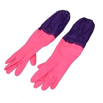 Everyday Desire Reusable Rubber Latex Household Kitchen Long Gloves, Free Size - for Laundry, Dish-Washing, Scrubbing Floors, Gardening Etc