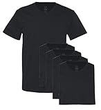 Fruit of The Loom Men's Extended Sizes V-Neck T-Shirt(Pack of 5) (Black, Medium)