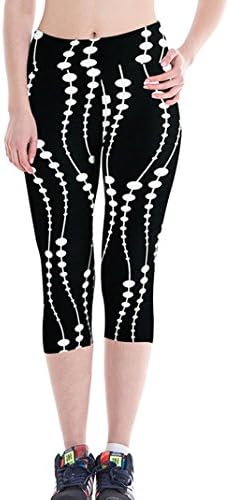 Women's Printed Active Workout Capri Pants Yoga Leggings Tights(S,Black38)