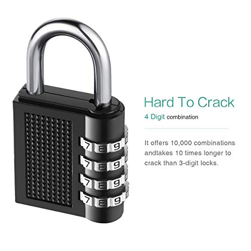 SALEM MASTER 4 Digit Outdoor Combination Locks 1.25 Inch Combination Gate Locks, Padlock for Gym Locker, Hasp Cabinet, Fence, Toolbox (Black 2-Pack)