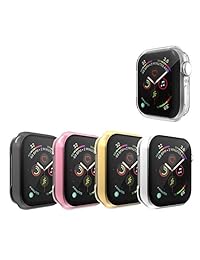 Leotop   Funda para Apple Watch de 1.732 in y 1.575 in, protector de pantalla de TPU con acabado transparente, carcasa brillante, marco a prueba de golpes, compatible con iWatch Series 4, 40mm