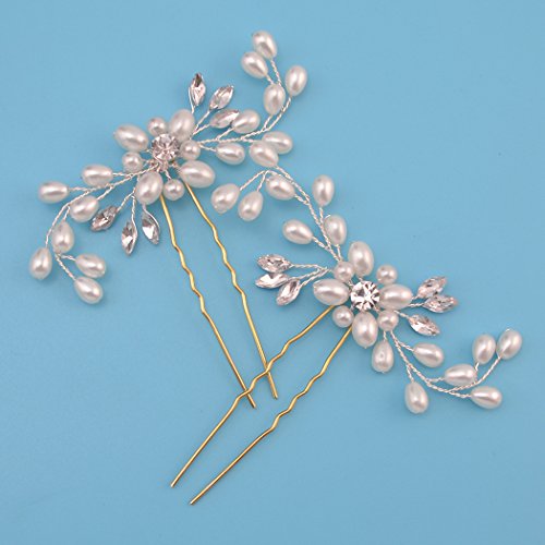 iMagitek 2 Pack Wedding Bridal Decorative Hair Pins Pearl Chopstick Hair Stick Accessories Hairpins for Women and Girls