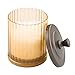 mDesign Fluted Bathroom Vanity Storage Organizer Canister Apothecary Jar for Cotton Swabs, Rounds, Balls, Makeup Sponges, Bath Salts - 3 Pack - Amber/Bronze