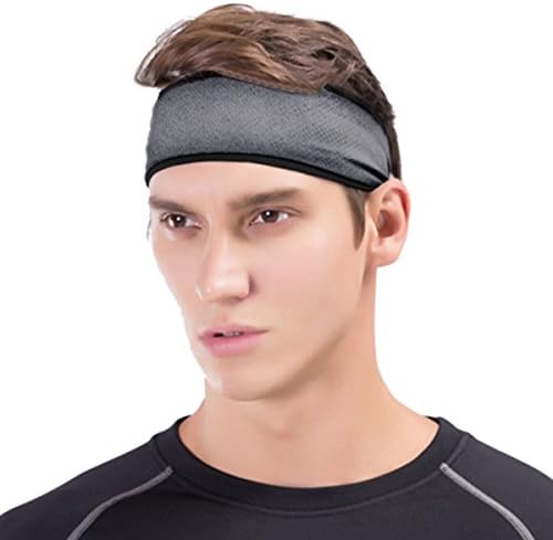 Mens Headband – VIMOV Sports Hairband for Running, Yoga, Football, Basketball, Fitness, Cycling – Stretchy Moisture Wicking Sweatband, Grey