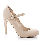 Almond Toe Mary Jane Stiletto Heel Classic Dress Pumps