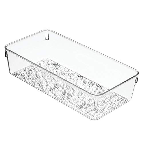 mDesign Plastic Drawer Organizer Storage Tray for Bathroom Vanity, Countertop, Cabinet - Holds Makeup Brushes, Eyeliner, Lip Pencils, Hair Accessories - Textured Base, 6" Wide, 6 Pack - Clear - Thumbnail 7